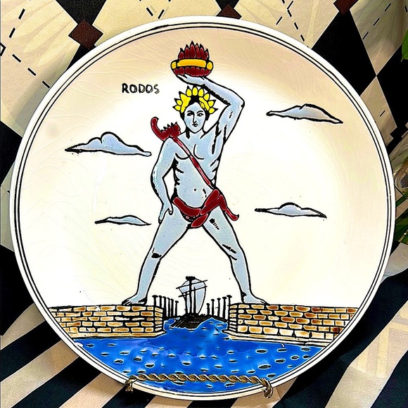 Greek Handmade Decorative Plates – Dakas Rhodes & Manousakis Colossus Set of 2 - Picture 7 of 15